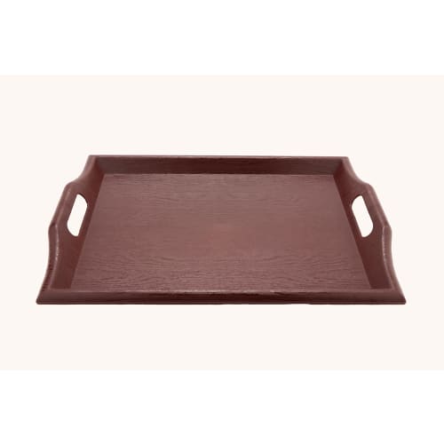 Rectangular Plastic Room Service Tray, Mahogany